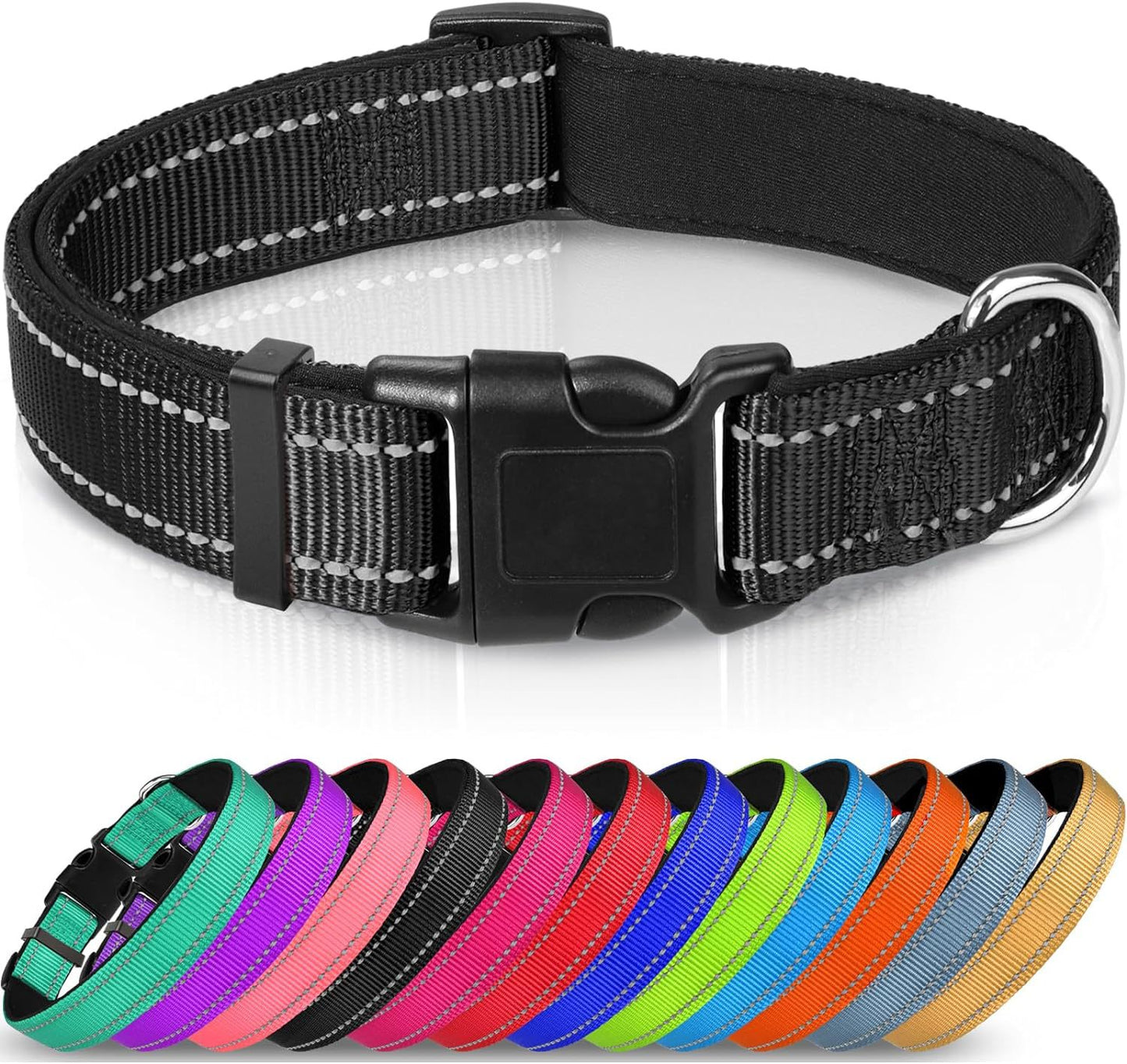 Adjustable Reflective Nylon Webbing Dog Collar