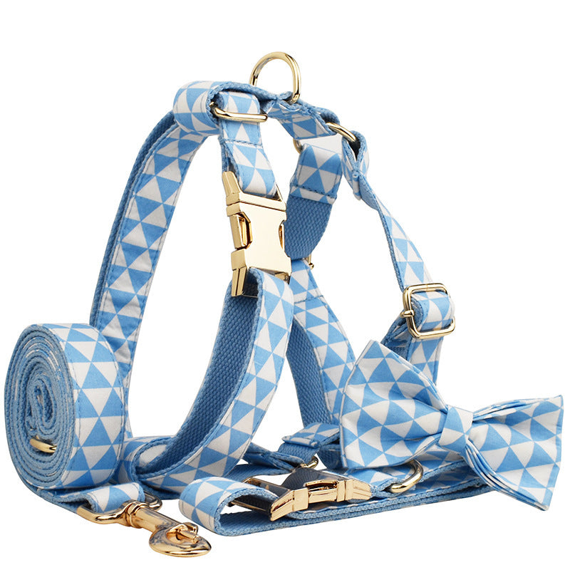 Blue Triangular Ring Rope Bow Vest Pet Dog