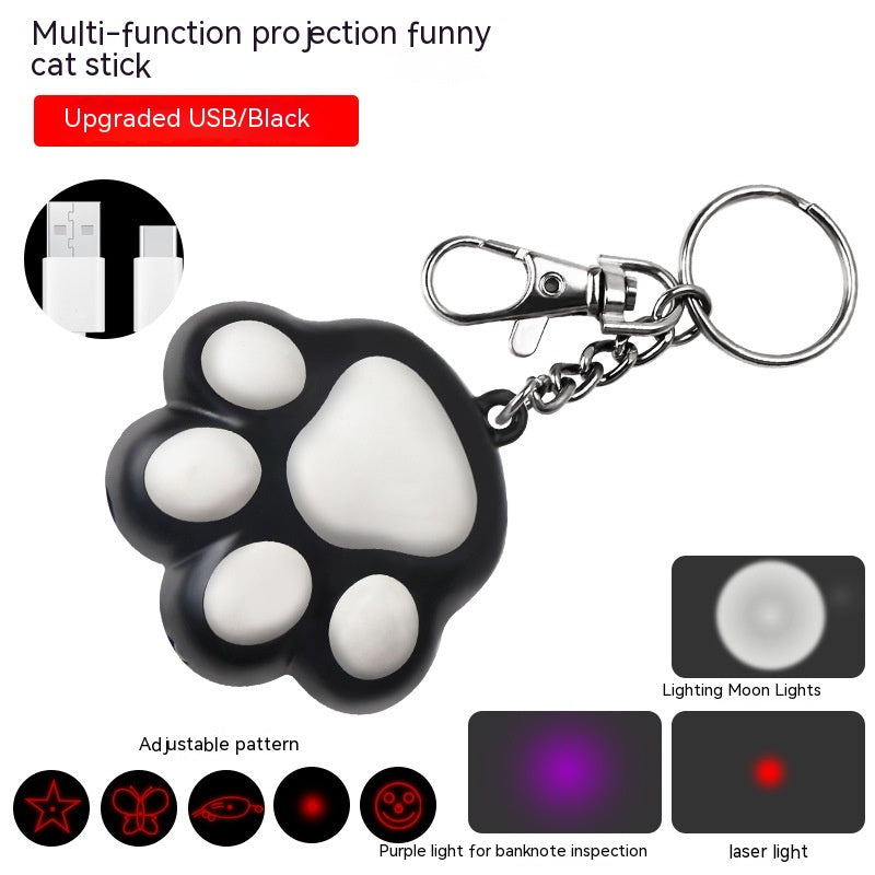 USB Charging Three Functions Cat's Paw Footprints Cute Cartoon Infrared Laser Pen Head Laser Toys