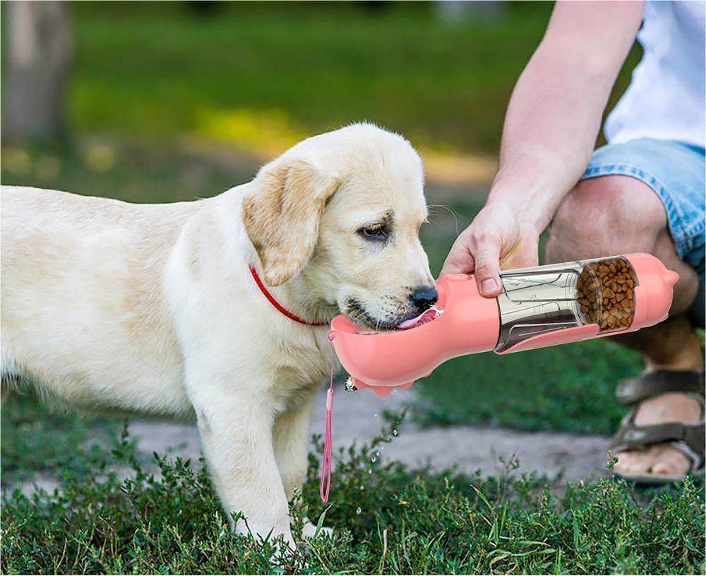 Bouteille d'eau pour animaux de compagnie, bol d'alimentation, sac poubelle, stockage Portable pour animaux de compagnie, voyage en plein air, bouteille d'eau 3 en 1 pour chien