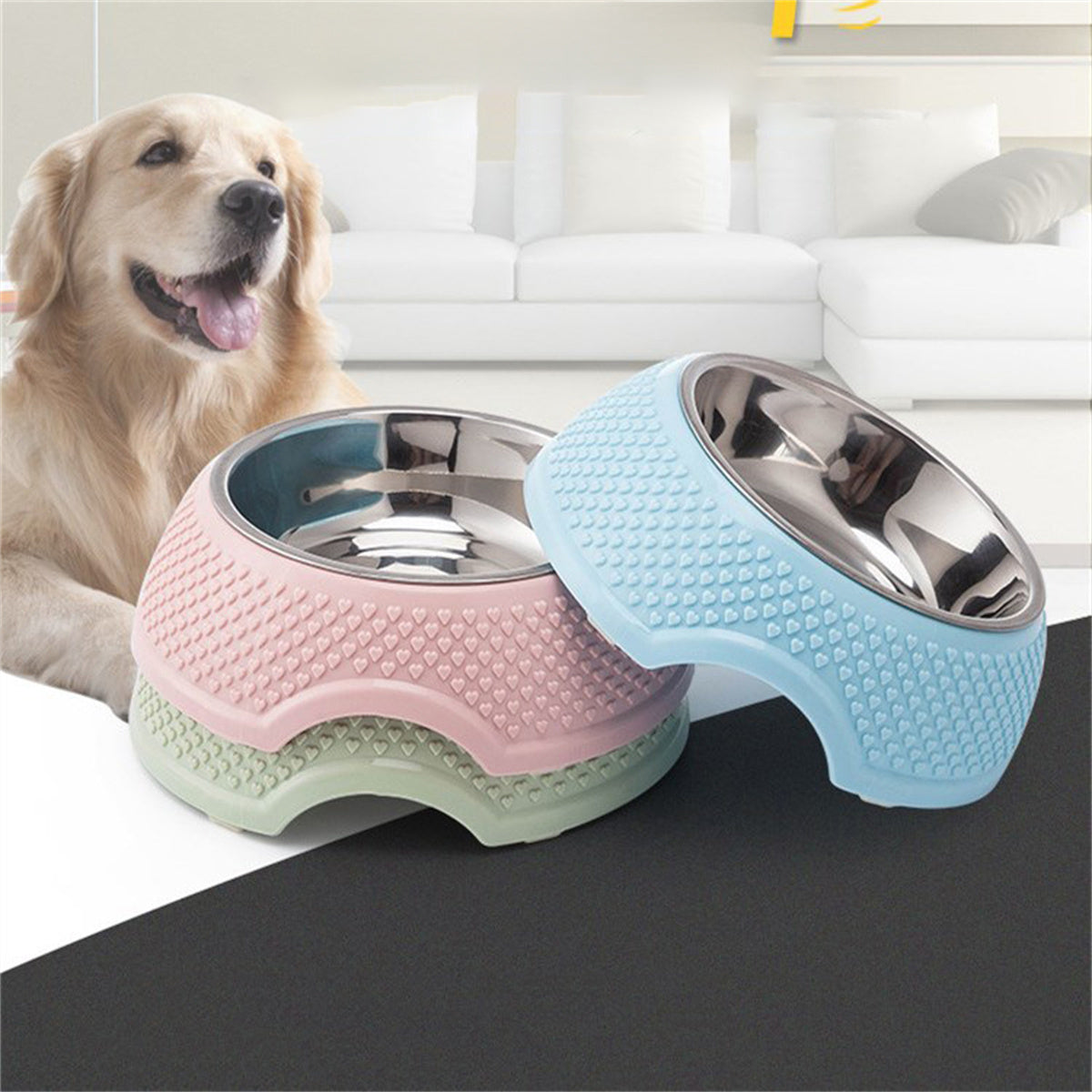 Gamelle pour chat et chien en acier inoxydable pour chat et chiot, mangeoire pour chiots et chats, base antidérapante et résistante aux chocs, récipient pour nourriture et eau pour animaux de compagnie