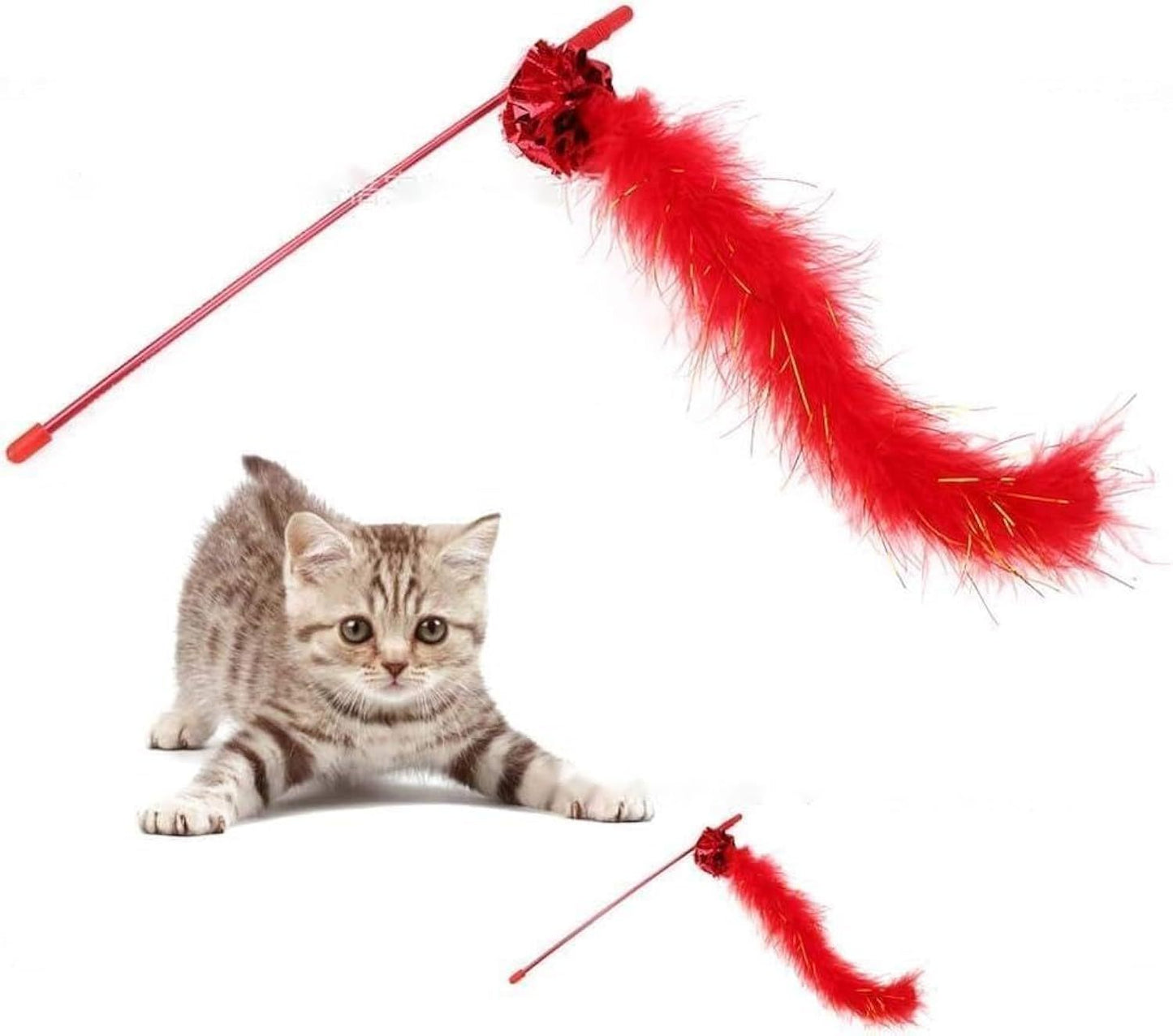 Purple Cat Teasing Stick Toy Interactive Stick Sparkly Feather Boa With Crinkle Ball Tease Cat Rod Funny Cute Pet Supplies For Cat Training Indoor Cats Cat Toys Interactive For Indoor Cats