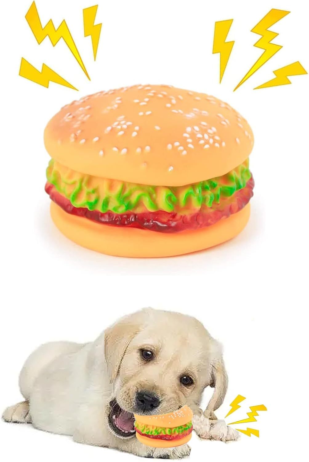 Hamburger Squeaky Toy Bite-Resistant Hamburger Dog Toys Squeaky Chewing Toys Tooth Cleaning Dog Supplies, Golden Retriever Teddy Pets Dog Training, Sofa Damage Prevention, Hamburger Pet Toys