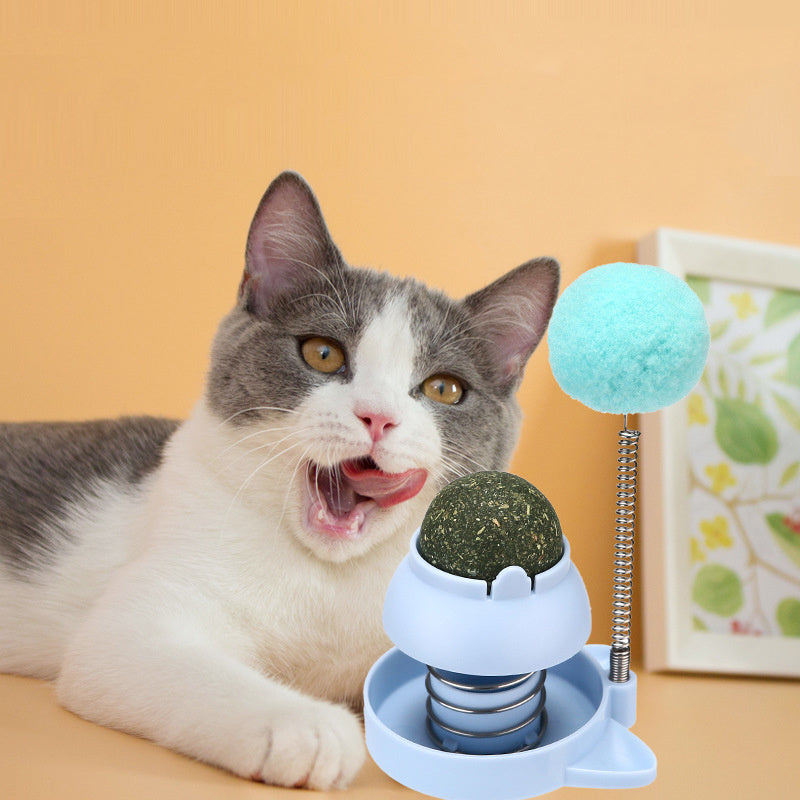 Bola de menta para lamer con música para gatos de la suerte, para aliviar el aburrimiento y eliminar el vello, bola de pelo, menta, rechinar los dientes, limpieza, palo para gatos, juguete para gatos