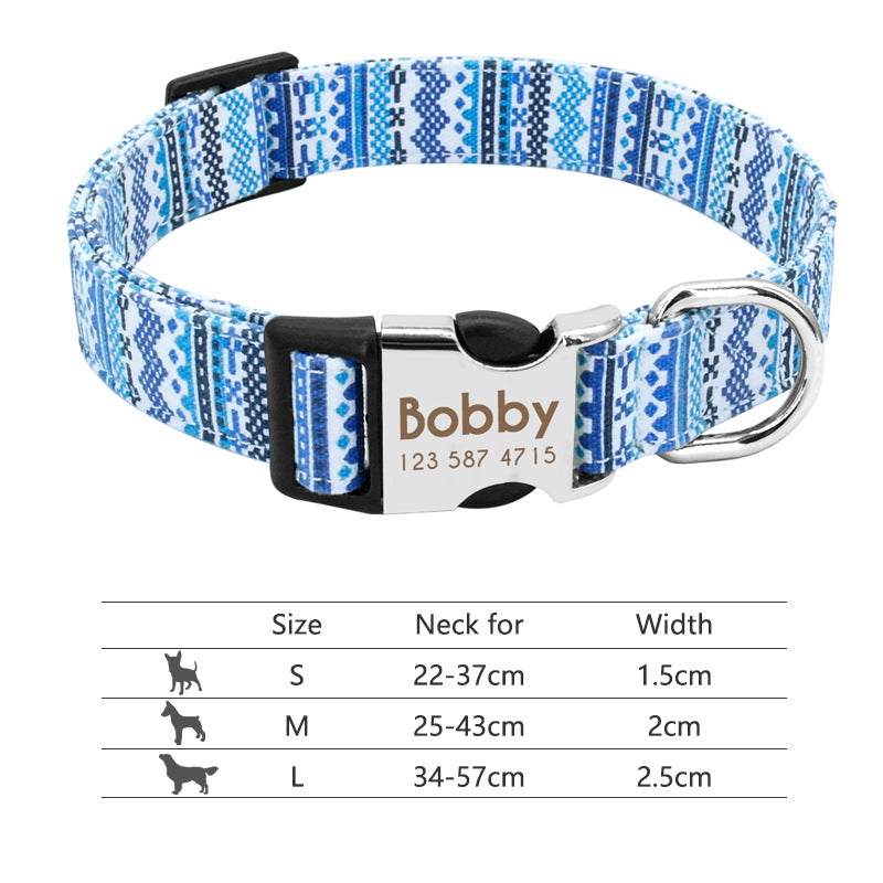 Collar de perro de nailon ajustable, identificación personalizada para perros y gatos