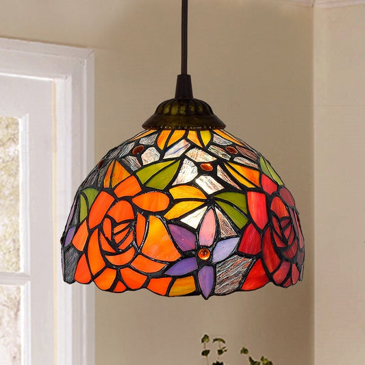 American Style Stained Glass Garden Dining Room Chandelier