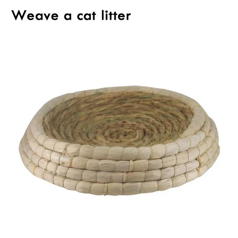 Cama tejida de paja para gatos, Nido de Pájaro, rascador para gatos, nido para mascotas en forma de cuenco, suministros de juguete para gatos, perrera tejida a mano, cama de paja para gatos