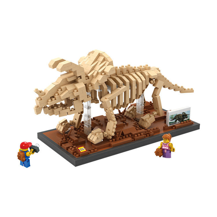 LOZ bloques de diamantes dinosaurio T Rex fósil cráneo Animal modelo juguetes Mini Nano bloques dinosaurio LOZ creador de ladrillos tiranosaurio 