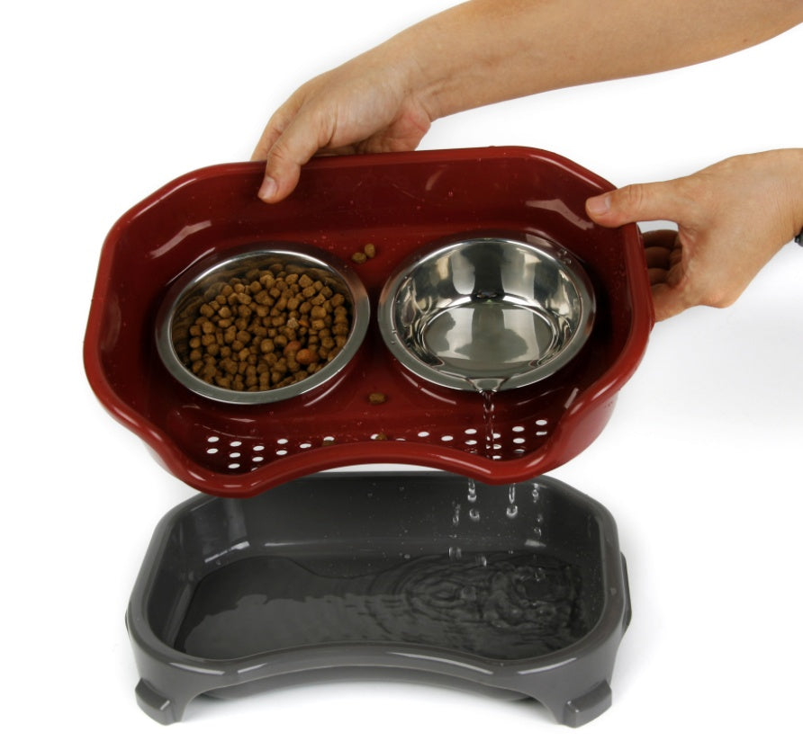 Gamelle pour chien et chat, double vasque, résistante aux éclaboussures, pour chien et chat, bol de riz, bol de nourriture, bol en acier inoxydable