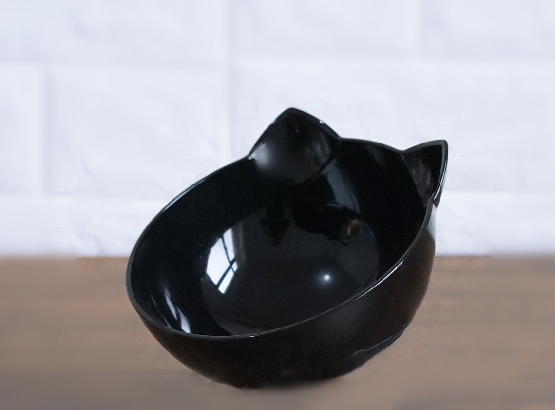 Nouveau Nourriture inclinée oreille de chat bouche Oblique Transparent unique bol pour animaux de compagnie