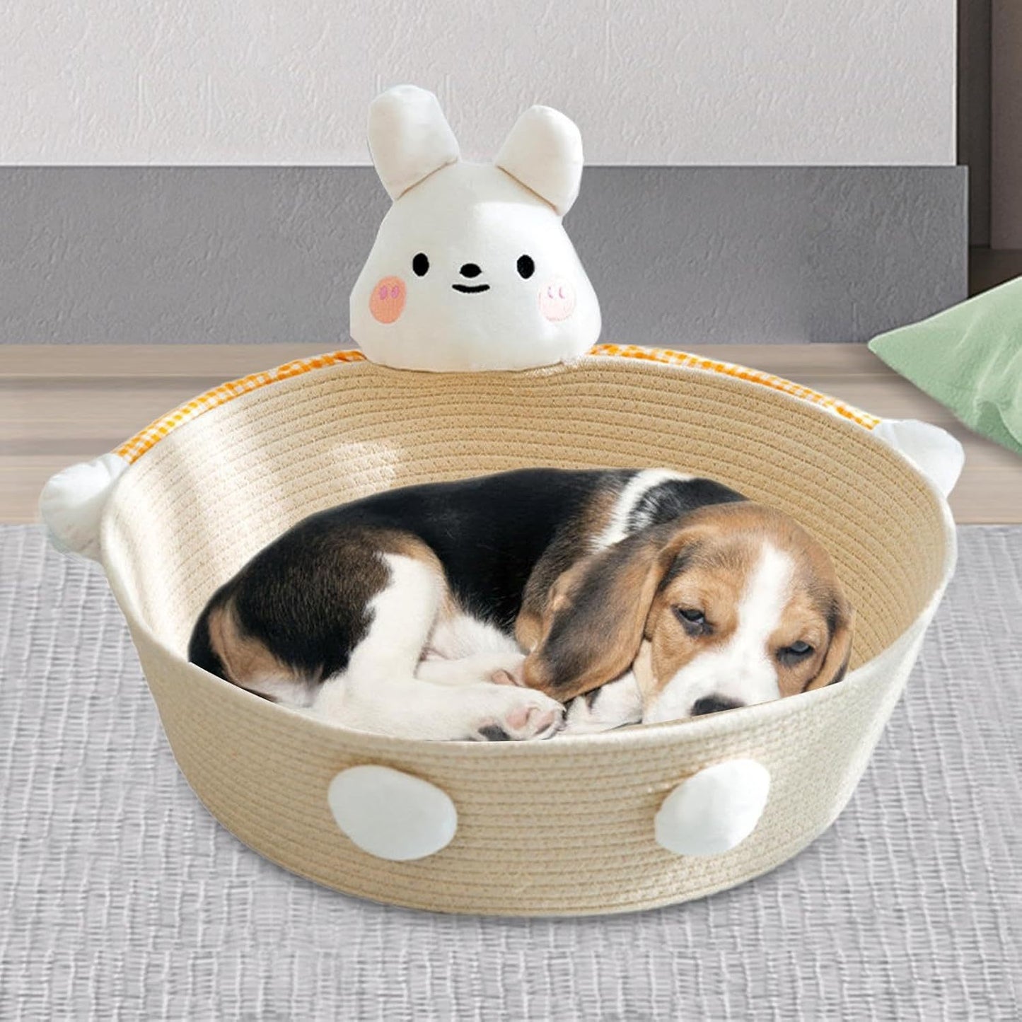 Cama para gatos de cuerda de algodón, casa para gatos, rascador para gatos, tabla para rascar para gatos, cesta tejida, nido para gatos, gatitos, conejos, gatos de interior, conejos