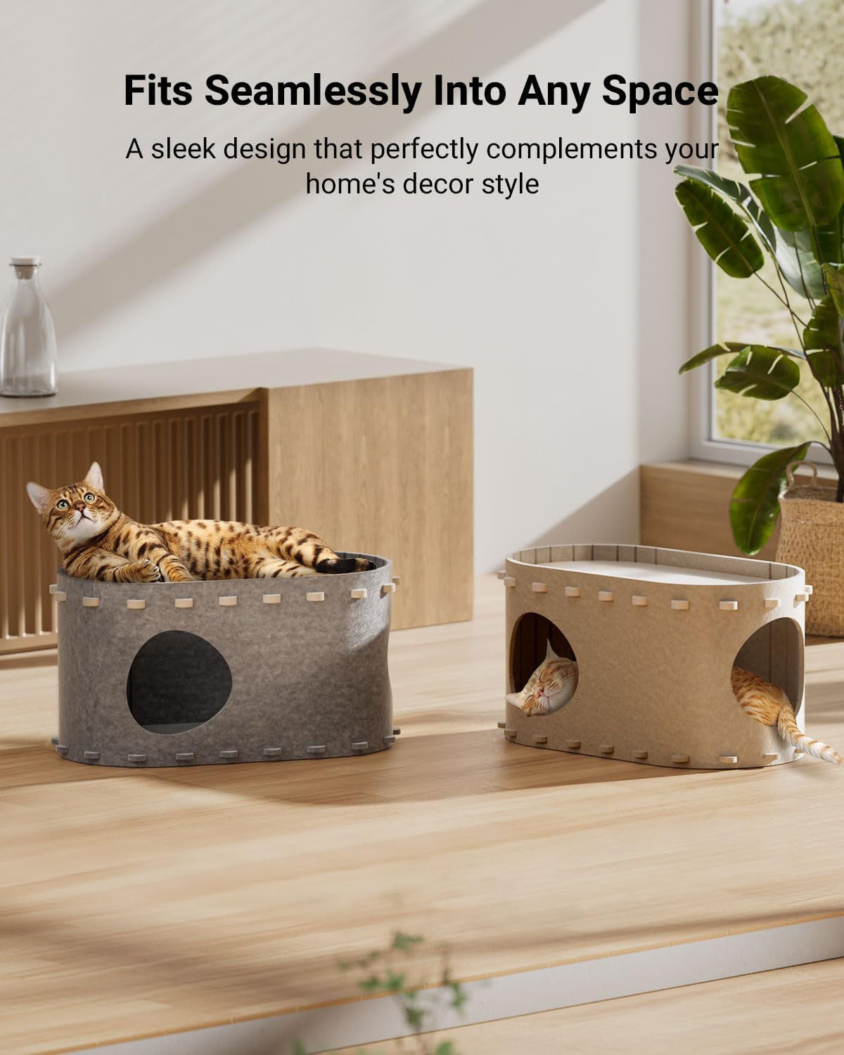 Casa para gatos de interior, cama para gatos, cueva para múltiples arañazos, cuevas para gatos Peekaboo, cama plegable con túnel para gatos 