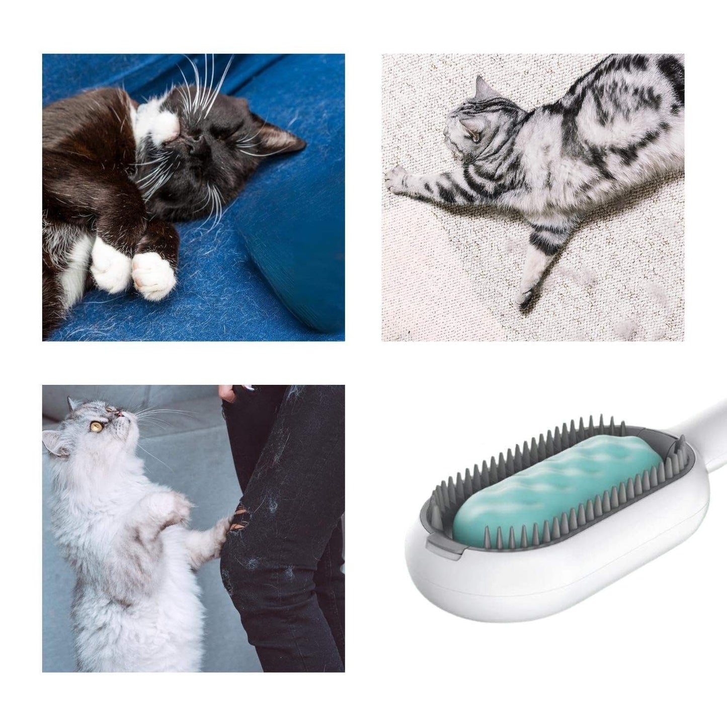 Cepillo para pelo de gato con agua, cepillo pegajoso para gatos, cepillo de aseo para gatos 4 en 1, peine de aseo para perros y gatos con tanque de agua, cepillo de depilación de doble cara, suministros para mascotas y gatitos, accesorios