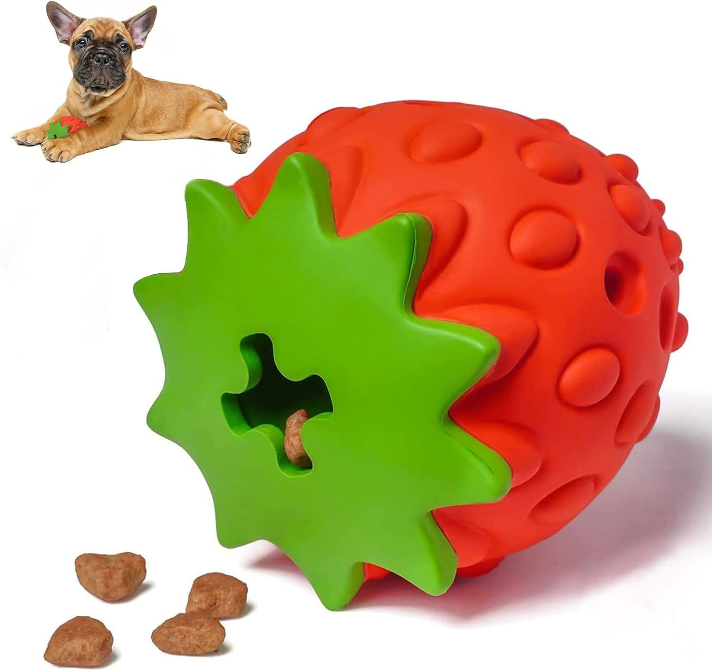 Lindo y resistente juguete masticable para perros de fresa para masticadores agresivos que satisface las necesidades de masticación y alimentación con funcionalidad de entrenamiento IQ 