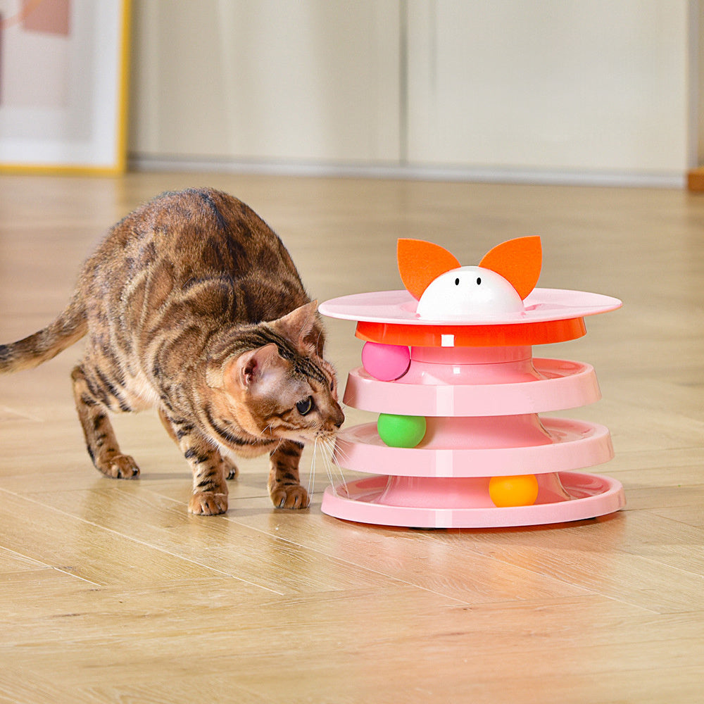 Rotating Four-layer Cat Plate, Interactive Educational Toy  Multicolor To Relieve Boredom