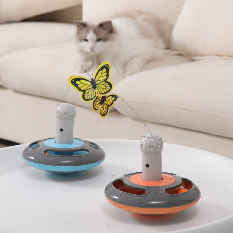 Juguete para gatos mariposa giratoria eléctrica para aliviar el aburrimiento