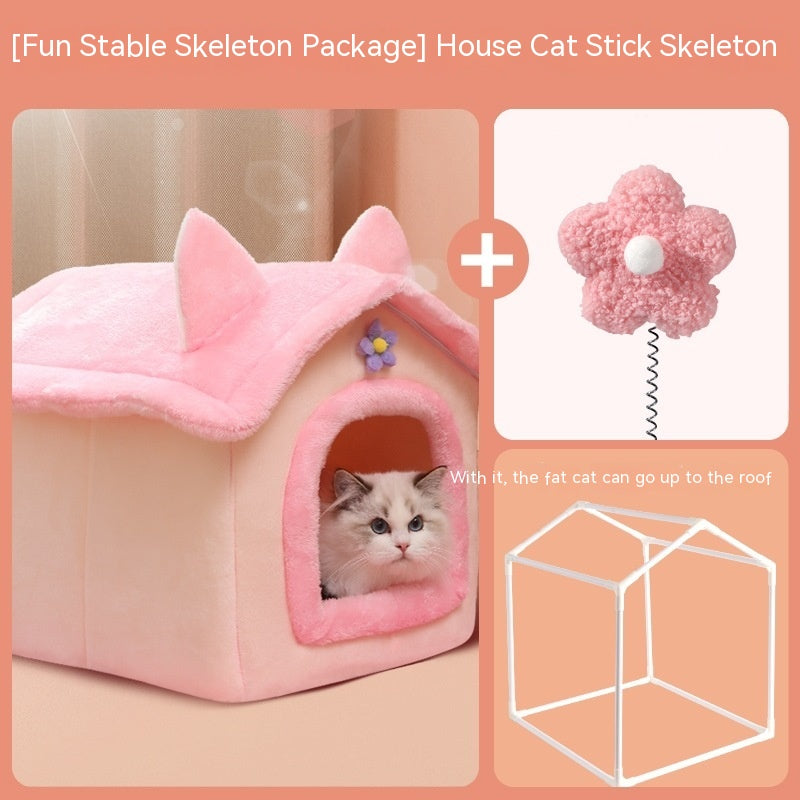 Cute Princess Cat Nest Thickened Puppet Winter Cat Pet Princess Bed