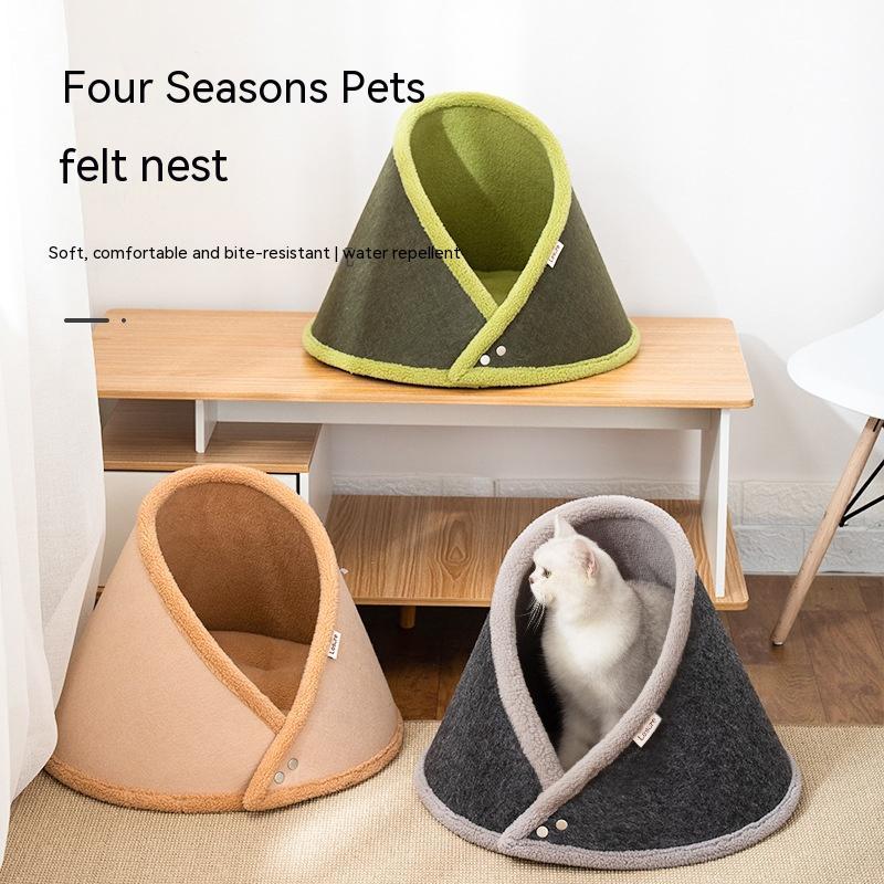 Four Seasons Universal Semi-closed Felt Cat Bed