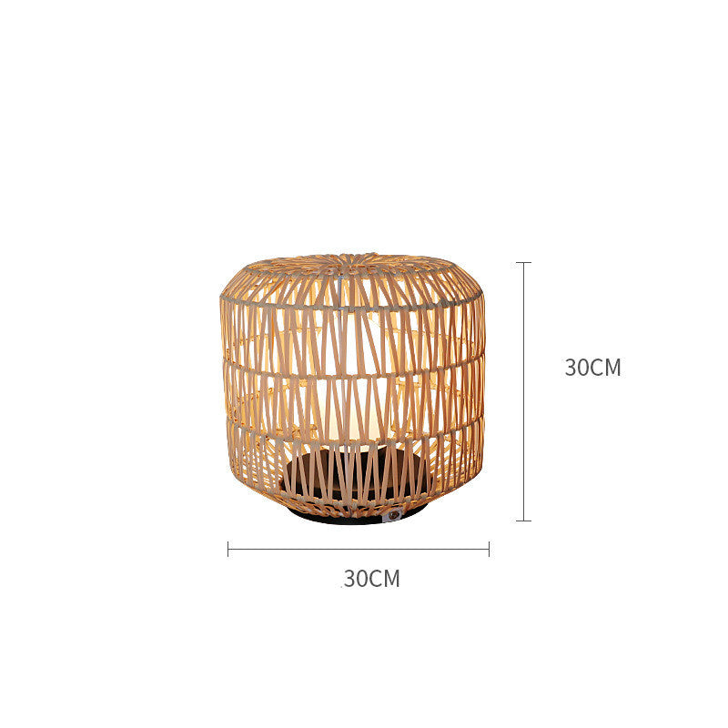 Lampadaire étanche en rotin pour balcon de jardin de villa