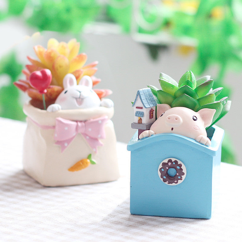 Animal cartoon flower pot