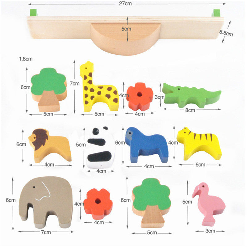 Wooden forest animals balance beam