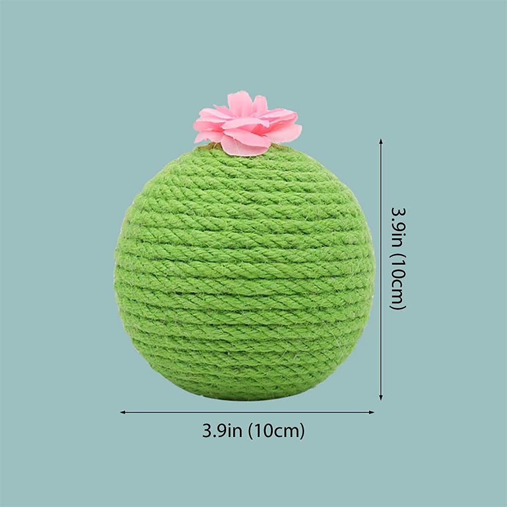 Boule à gratter interactive en forme de cactus pour chat, jouet à l'herbe à chat, grattoir en sisal naturel, tour d'arbre pour chat, jeu d'intérieur, chasse, exercice 