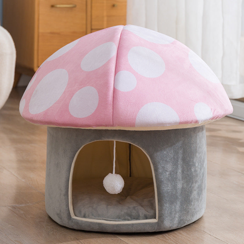 Cartoon Mushroom Removable And Washable Soft Pet Bed