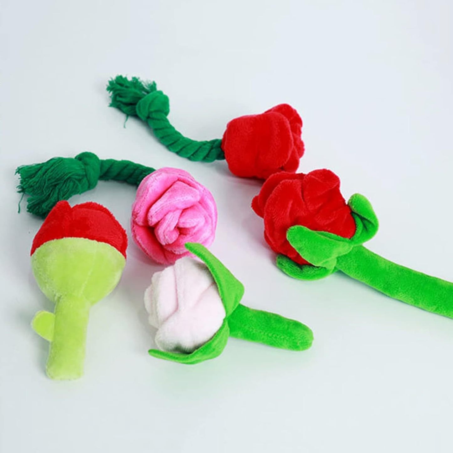 Juguete de peluche resistente a las mordeduras para perros, juguete de peluche con forma de rosa, juguete suave para mascotas, juguete para masticar para perros pequeños y grandes