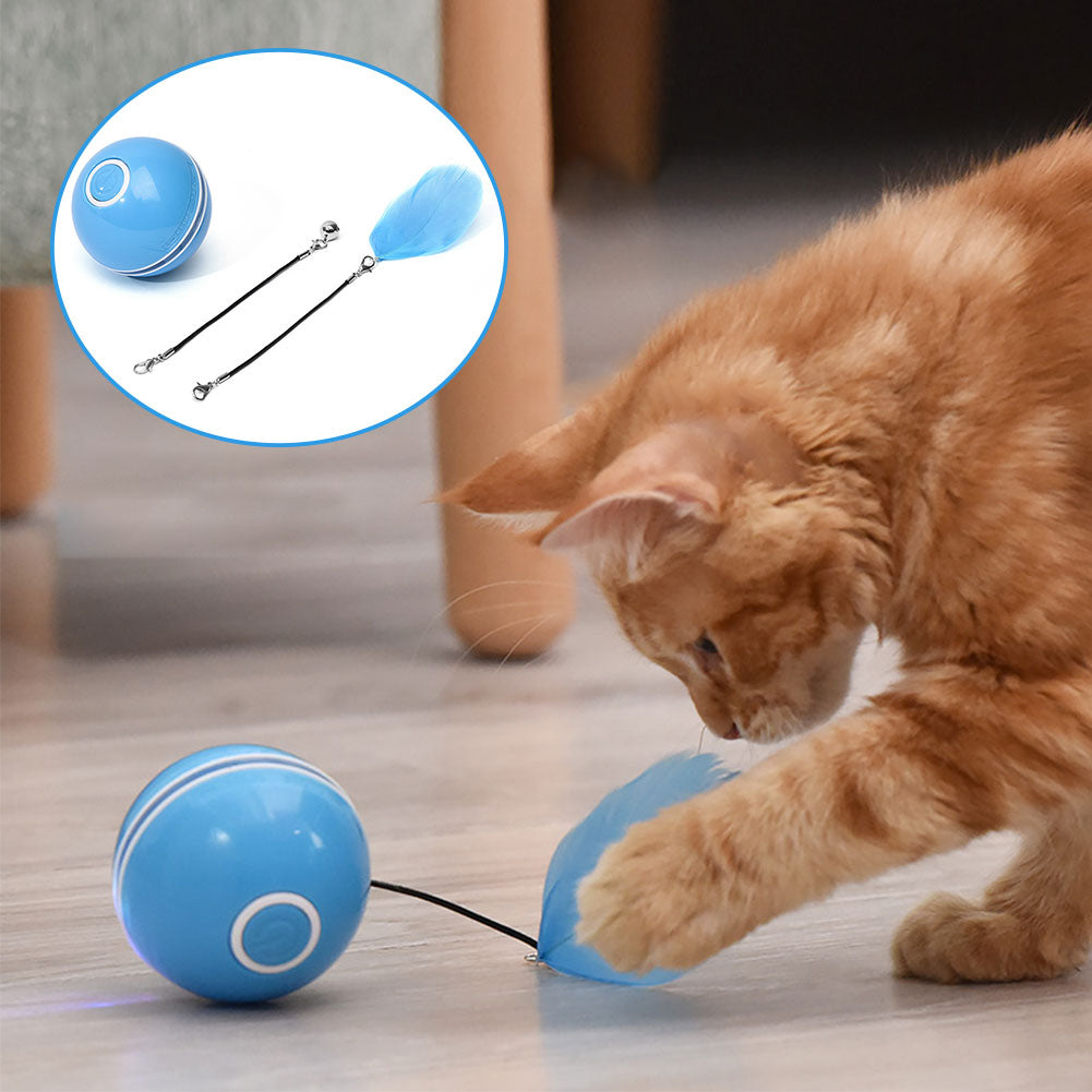 Juguete interactivo inteligente colorido para gatos con luz LED, bola autogiratoria de 360 ​​grados