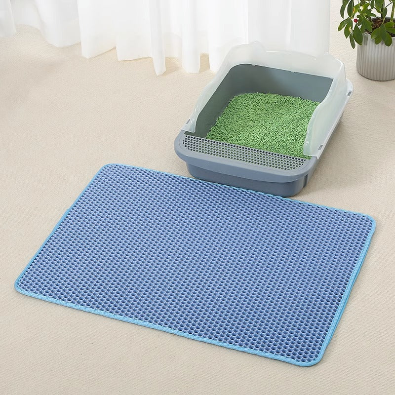 Tapis de litière pour chat double couche anti-éclaboussures EVA