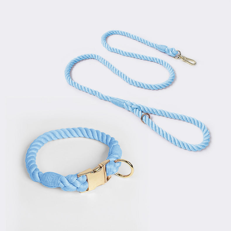 Weaving Gradient Colored Cotton Rope Pet Collar