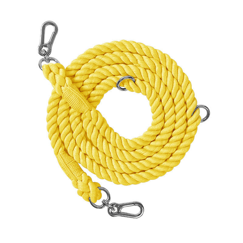 Woven Rainbow Running Dog Leash Multi-functional Hand Holding Rope Double Head