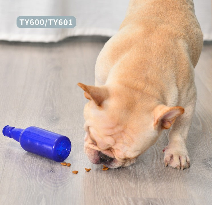 Juguete para mascotas, rompecabezas resistente a las mordeduras, artefacto para cachorros, comida para perros pequeños, botella de vino con fugas