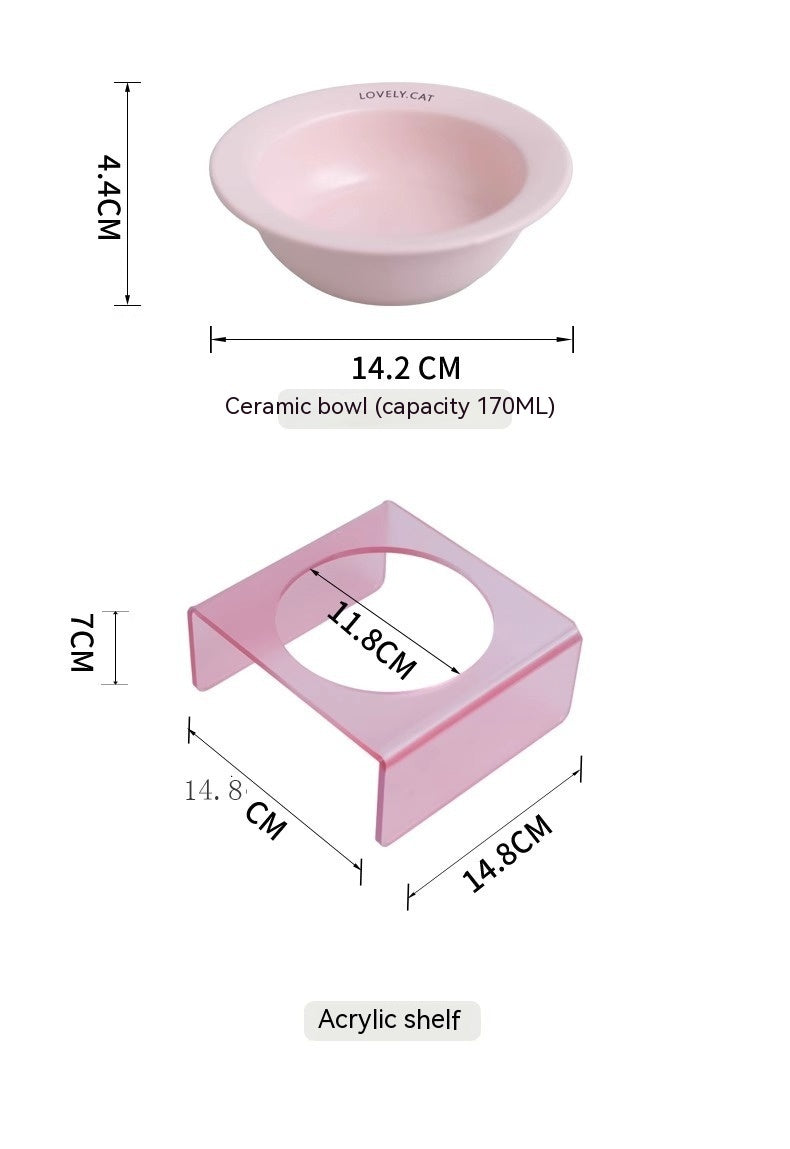Bol pour animaux de compagnie support acrylique pied haut chat en céramique