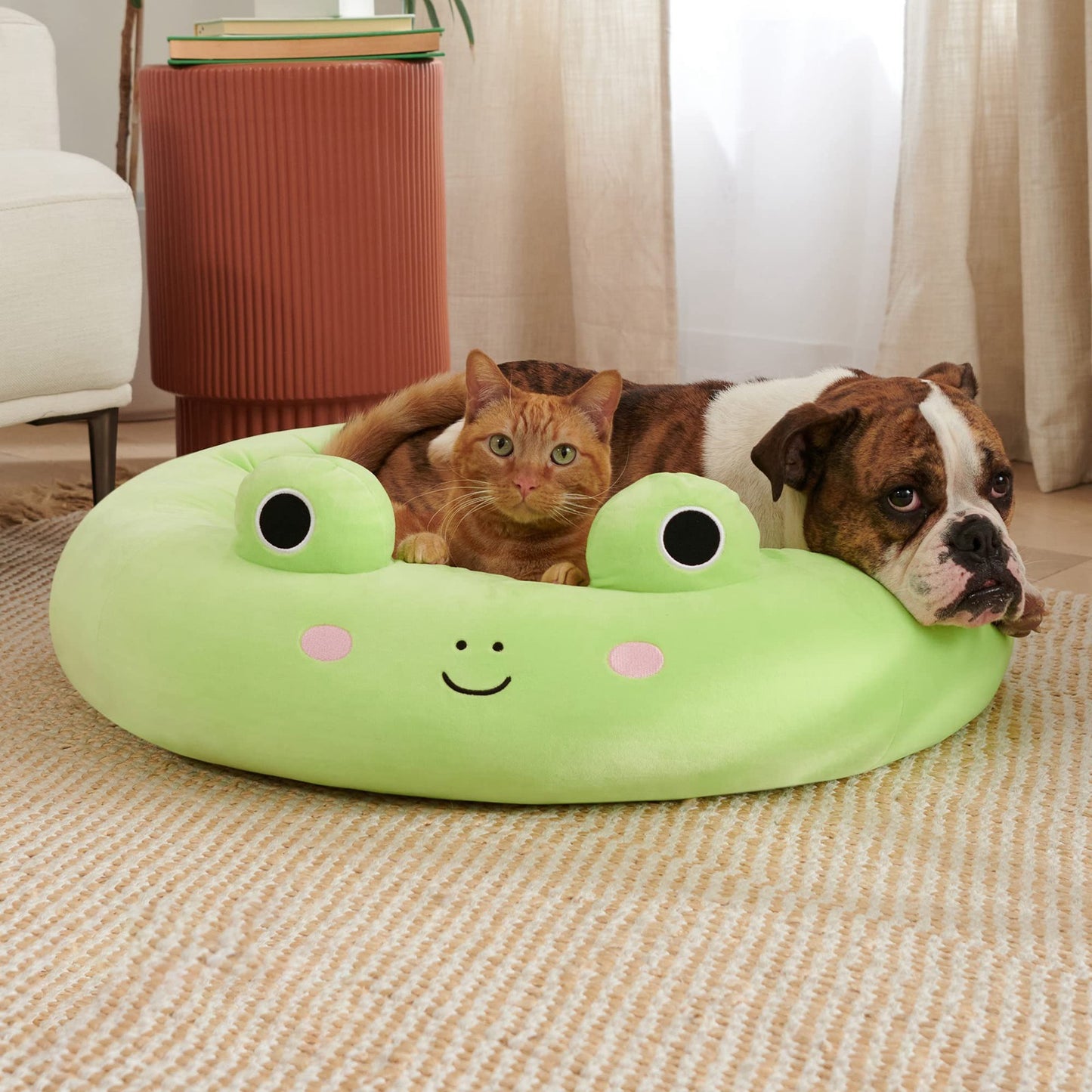 Cama para mascotas de felpa súper suave con animales y frutas