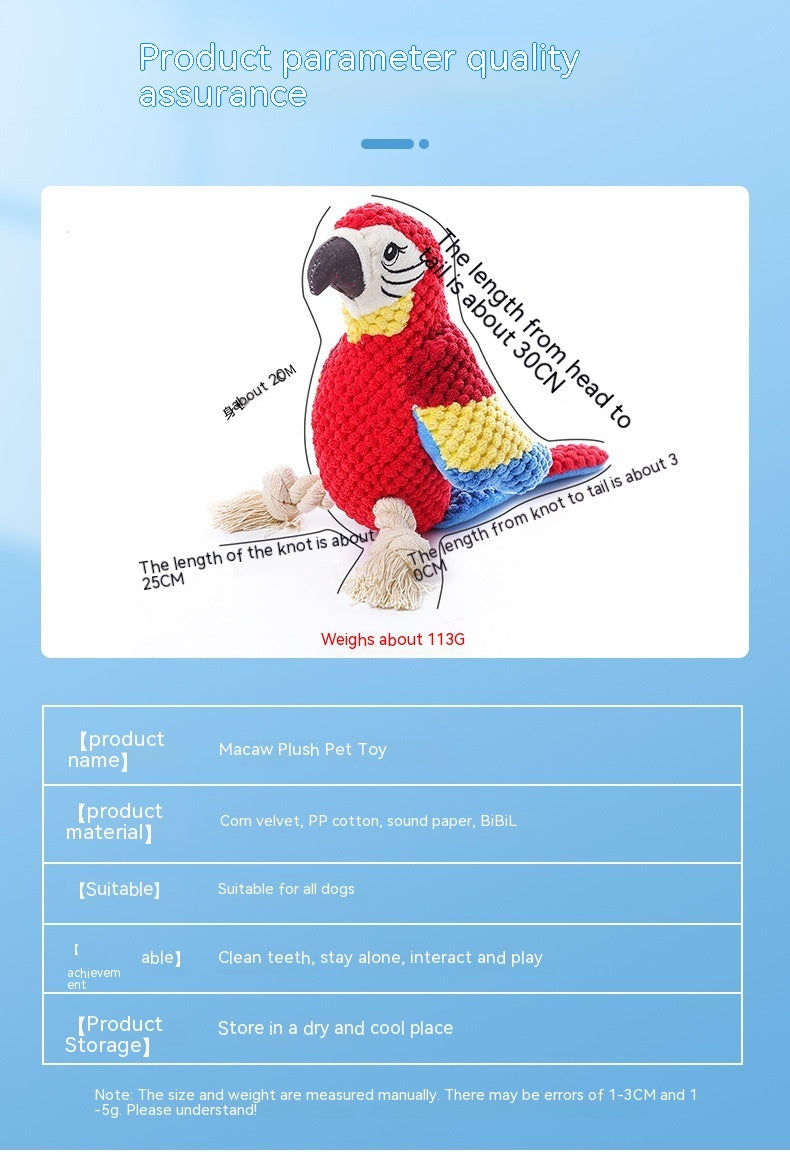 Pet Dog Bite Parrot Plush Toy