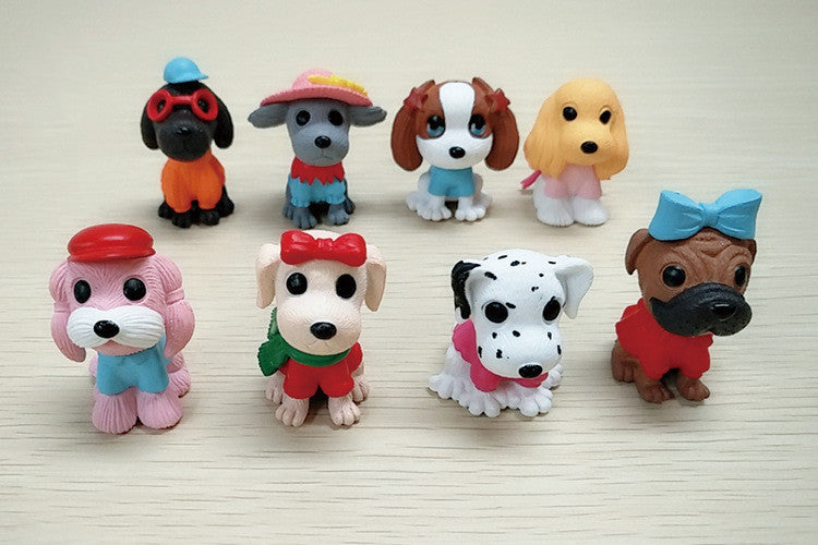 8 ornements d'animaux en PVC à la mode pour chiots de dessin animé