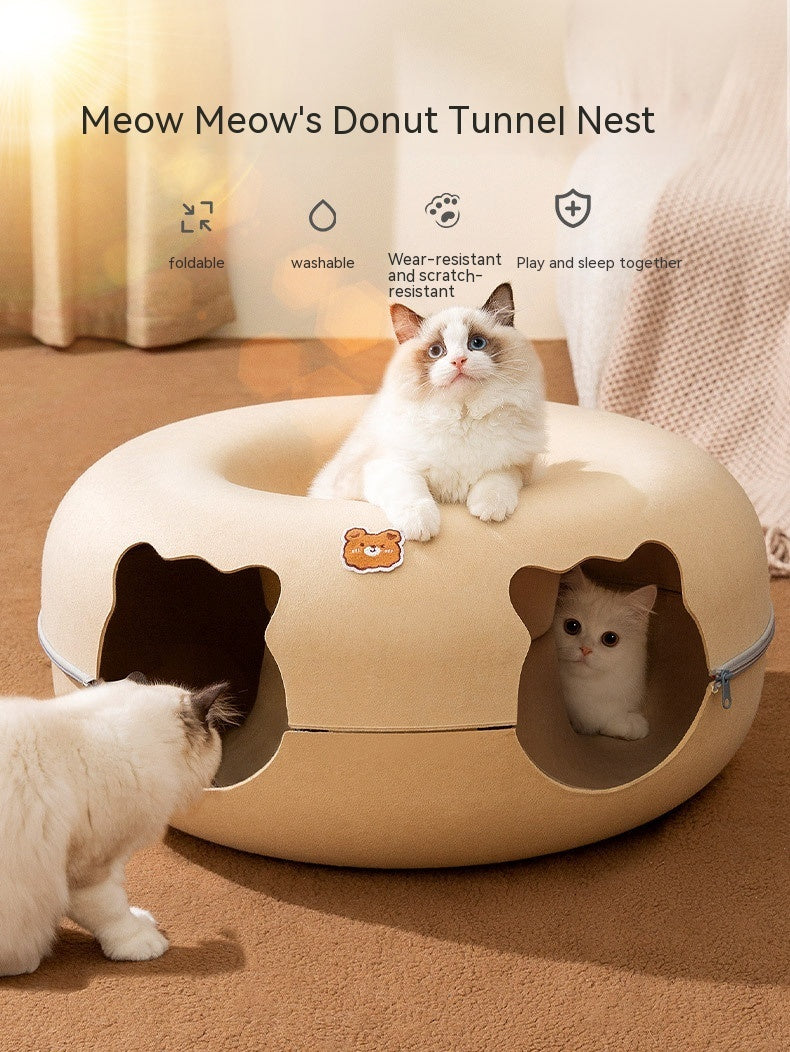 Animal-shaped Felt Zipper Cat Nest