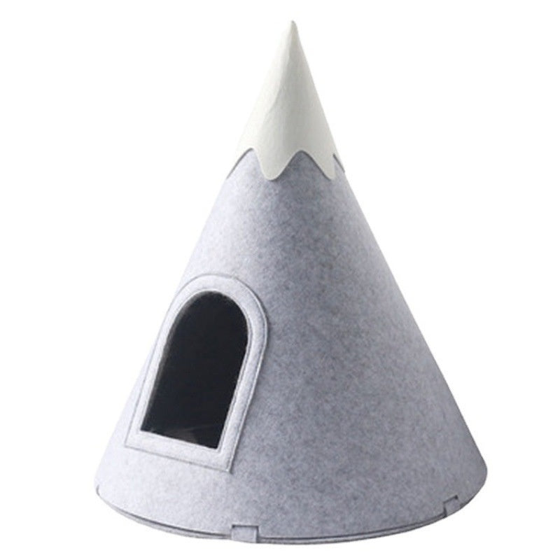 Cama semicerrada para mascotas con tienda de campaña Felt Snow Mountain