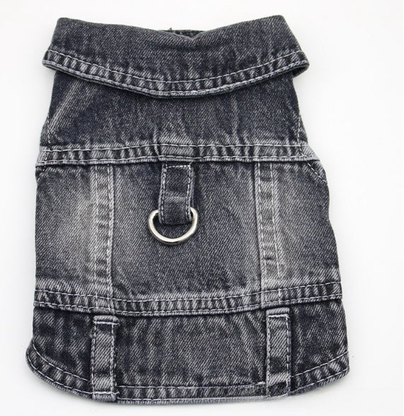 Gilet de Traction en Denim, vêtements à deux jambes pour petit chien, vêtements pour animaux de compagnie