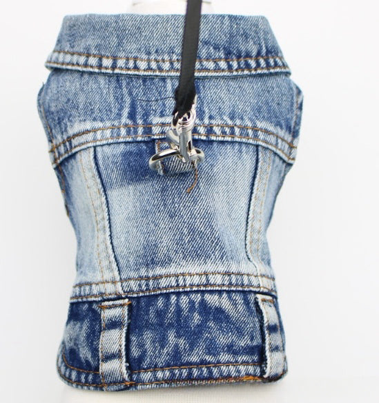 Gilet de Traction en Denim, vêtements à deux jambes pour petit chien, vêtements pour animaux de compagnie