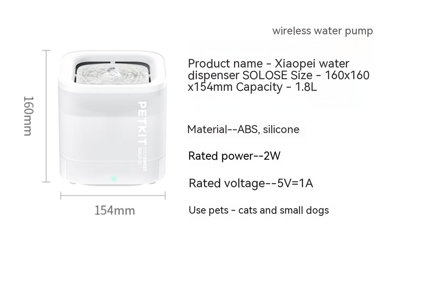 Wireless Water Dynamic Feed Flow Pet Water Dispenser