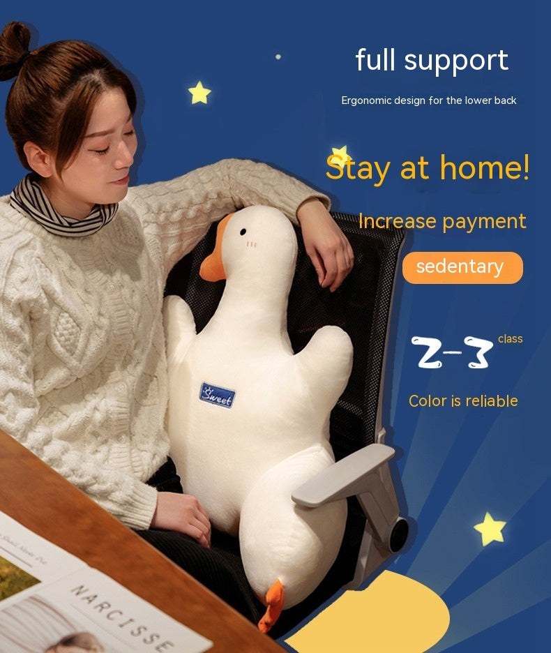 Big White Geese Lumbar Support Pillow Office Long-sitting Waist Support