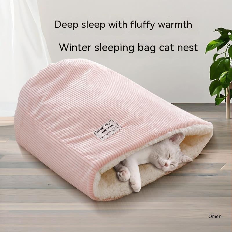 Winter Round Large Barrel Cotton Velvet Cat Nest