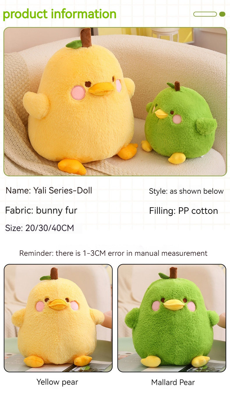 Pear Plush Toy Cute Fruit Yellow Duck Children Sleep Hug Soothing Pillow