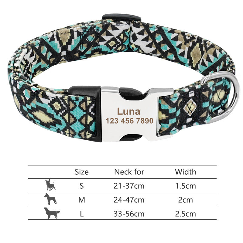 Adjustable Nylon Dog Collar Personalized Dogs Cat ID