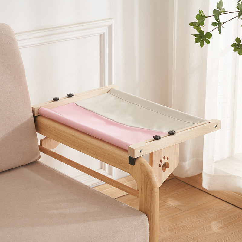 Cama para gatos de madera y vidrio con ventana para balcón