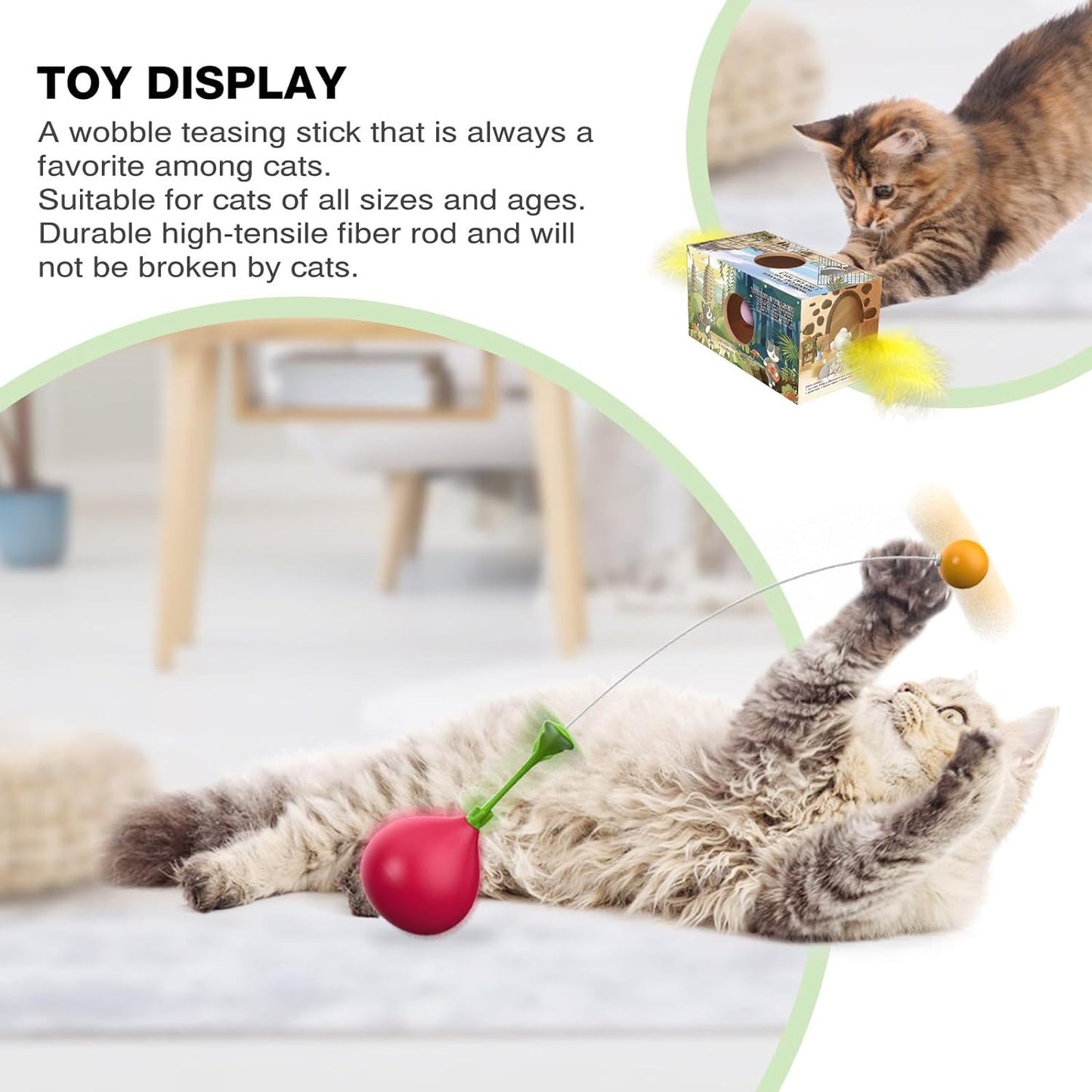 Jouet pour chat 2 en 1 Jouet interactif pour chat d'intérieur Jouet pour chat à plumes à bascule auto-redressant Jouet pour chat multifonction Jouet pour chat à creuser un trou Convient comme cadeau d'anniversaire