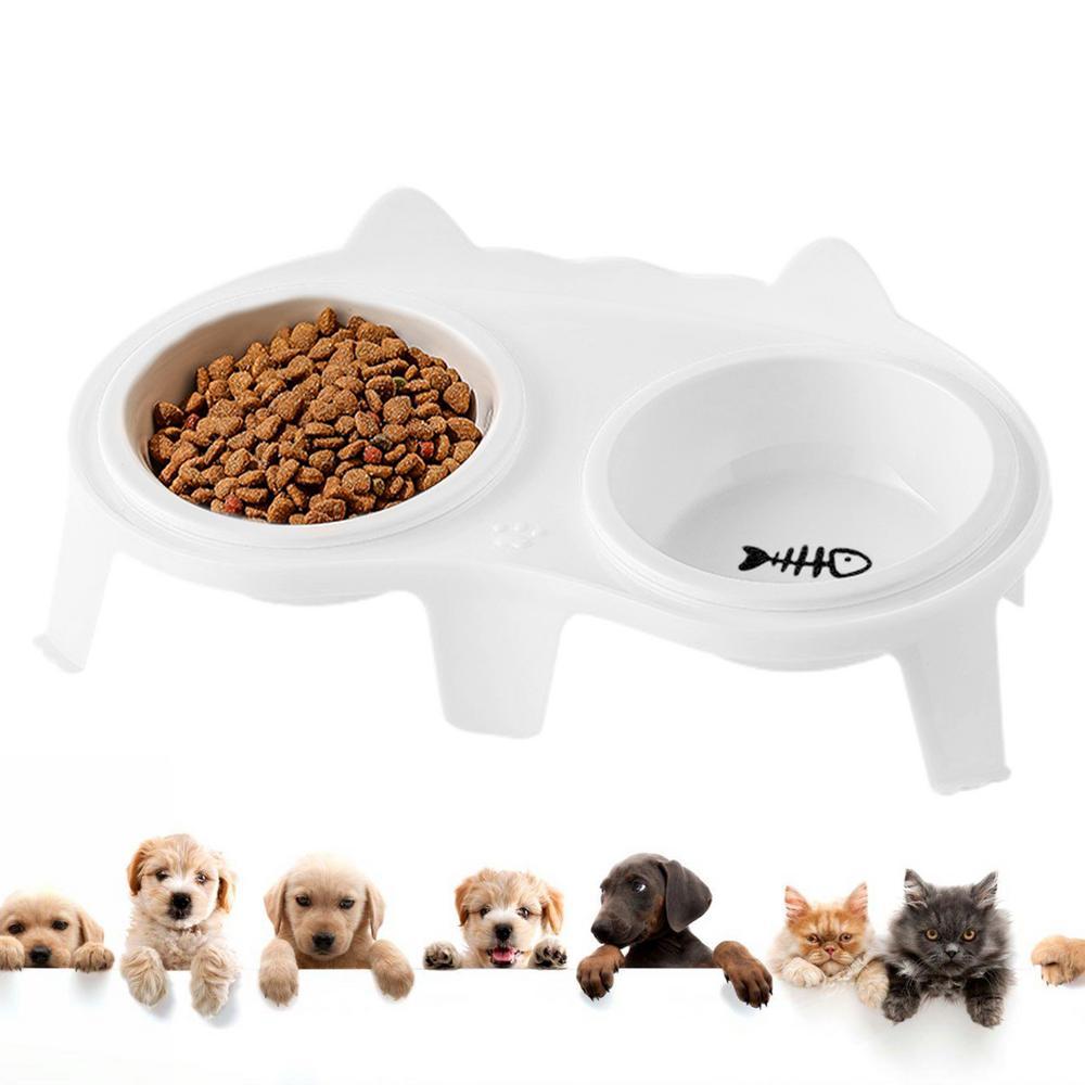 Ensemble de bols pour nourriture et eau pour chat Ensemble de bols pour animaux de compagnie en céramique Bol surélevé incliné avec support Bol pour chat d'intérieur avec crochet Design Eau