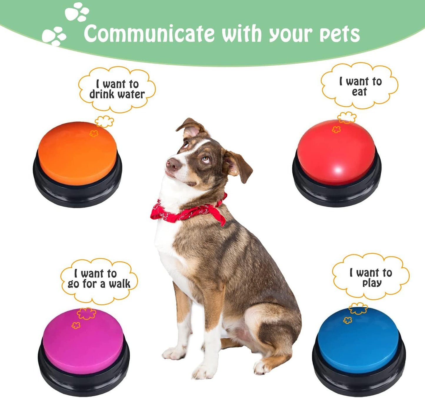 Voice Recording Button For Communication Pet Training Buzzer 30 Second Record Playback Dog Toy Voice Recording Clicker